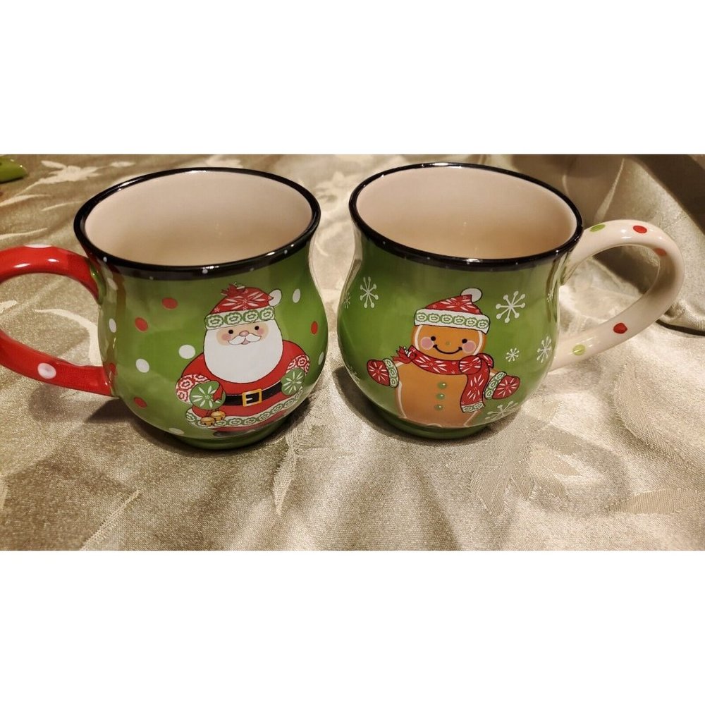 Temptations  by Tara Winter Whimsy 14 Oz Santa Claus & Gingerbread man Mug